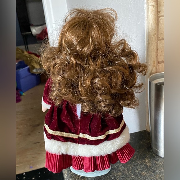 DEPARTMENT 56 Brunette 12” Porcelain Doll New in Box W/ Stand Red Oufit Clothes - Picture 8 of 10